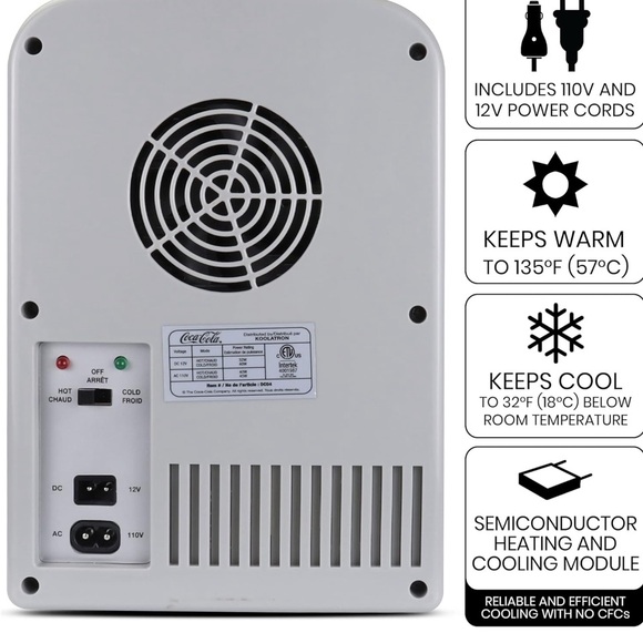 🌸 New Coca-Cola Diet Coke Mini Fridge, Gray, Holds 6 Cans - Picture 10 of 11